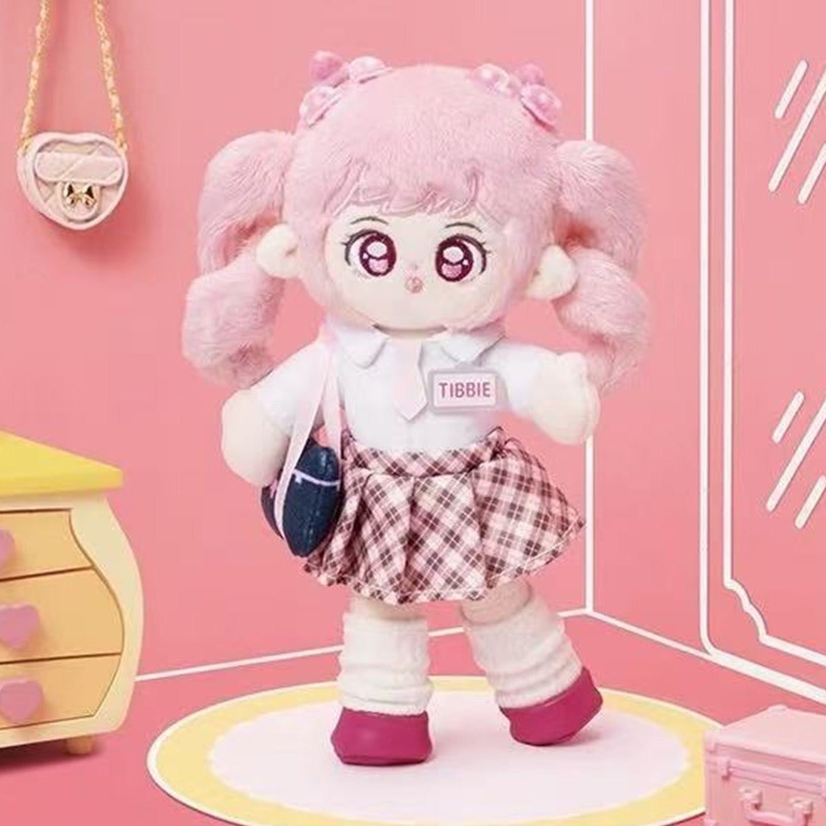 Pleasant Goat and Big Big Wolf Energy Loading Series Plush Pendant Blind Box - Complete pink plush pendant example; random design not guaranteed