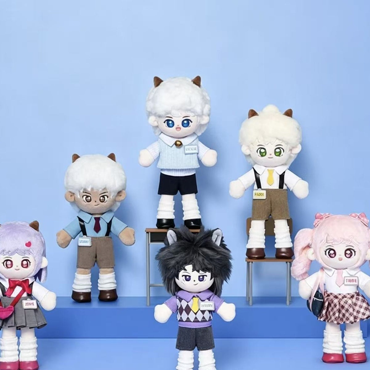 Pleasant Goat and Big Big Wolf Energy Loading Series Plush Pendant Blind Box - Series overview with complete central plush pendant examples; random design not guaranteed