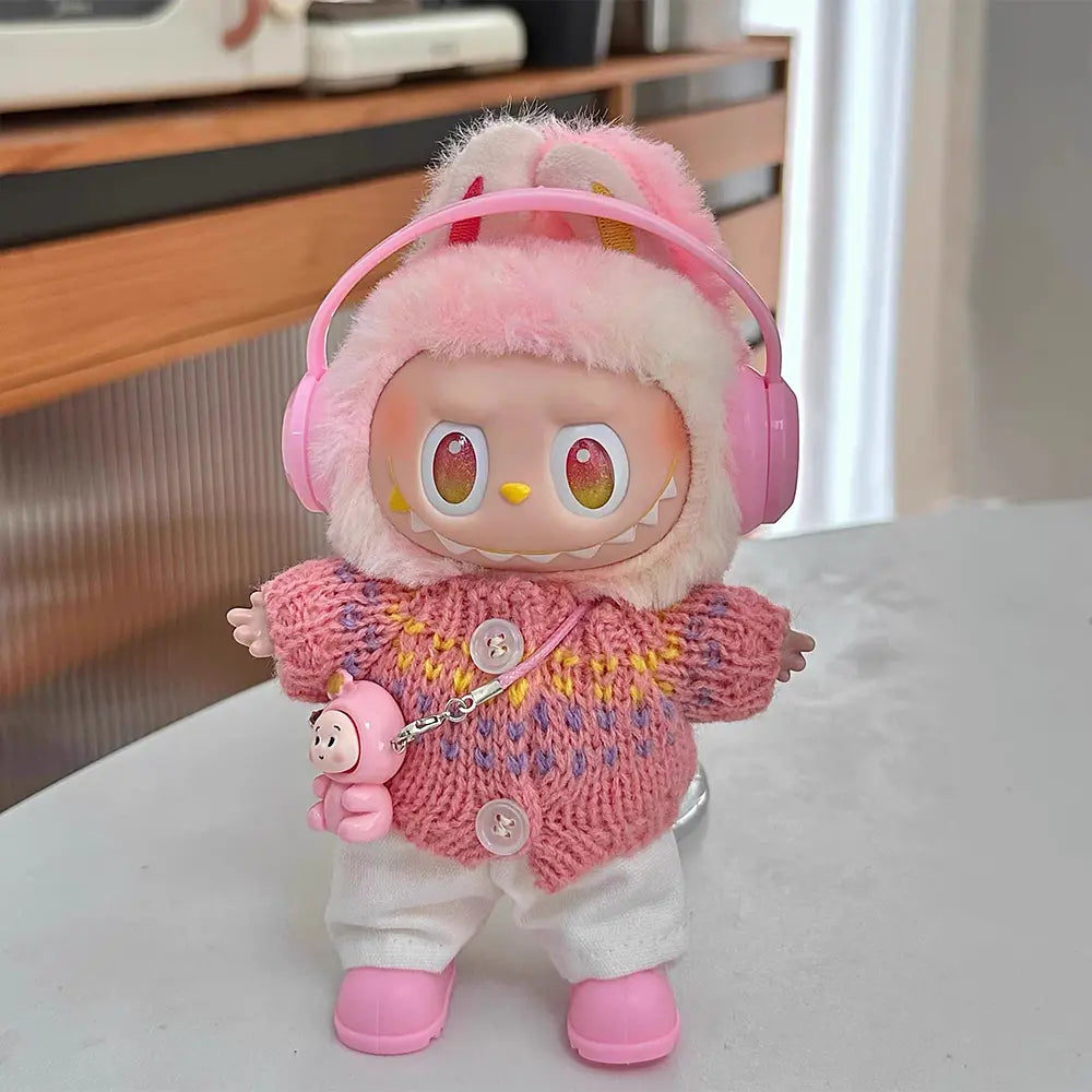 Labubu / The Monsters 17cm Storage Bag · Bag Charm With Pink Sweater｜Collector Essentials, Figure Not Included – Independent Retailer - front view | KikiBuddies