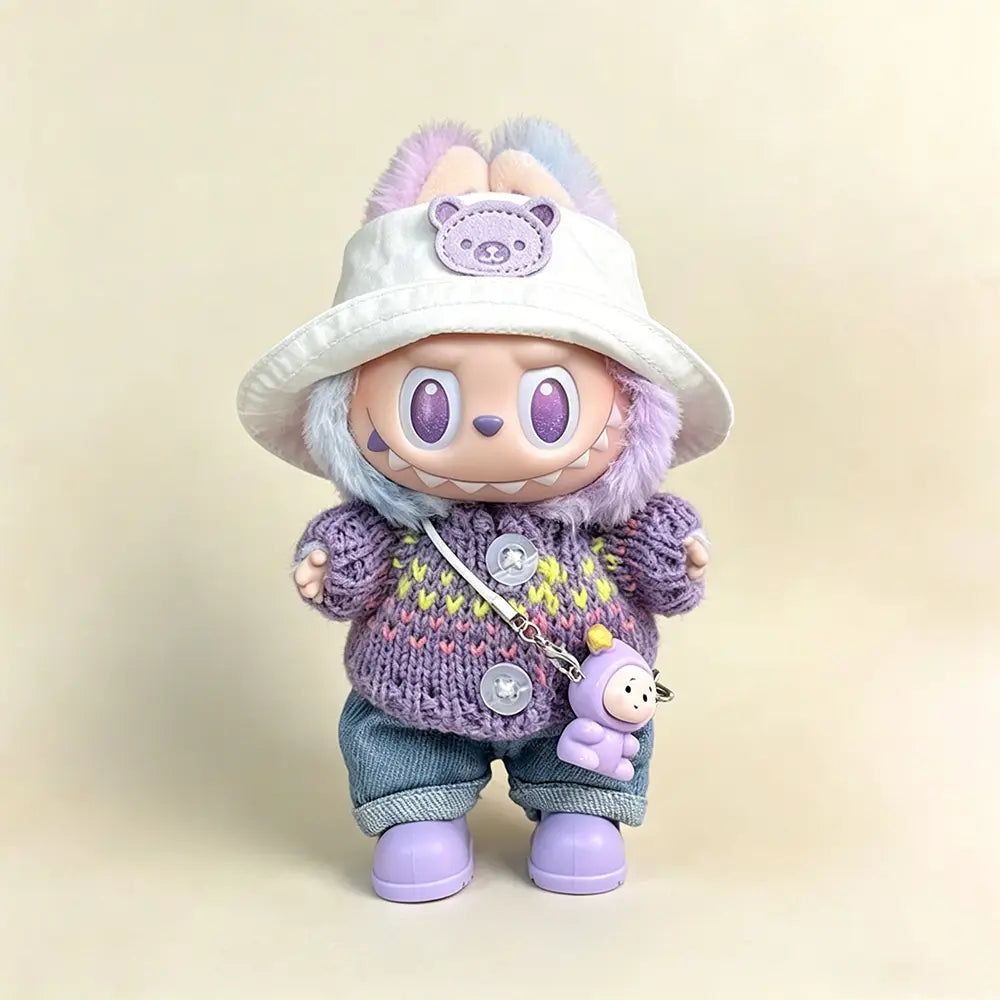 Plush Figure Bag Charm with Outfit — Purple Sweater - main product card | KikiBuddies