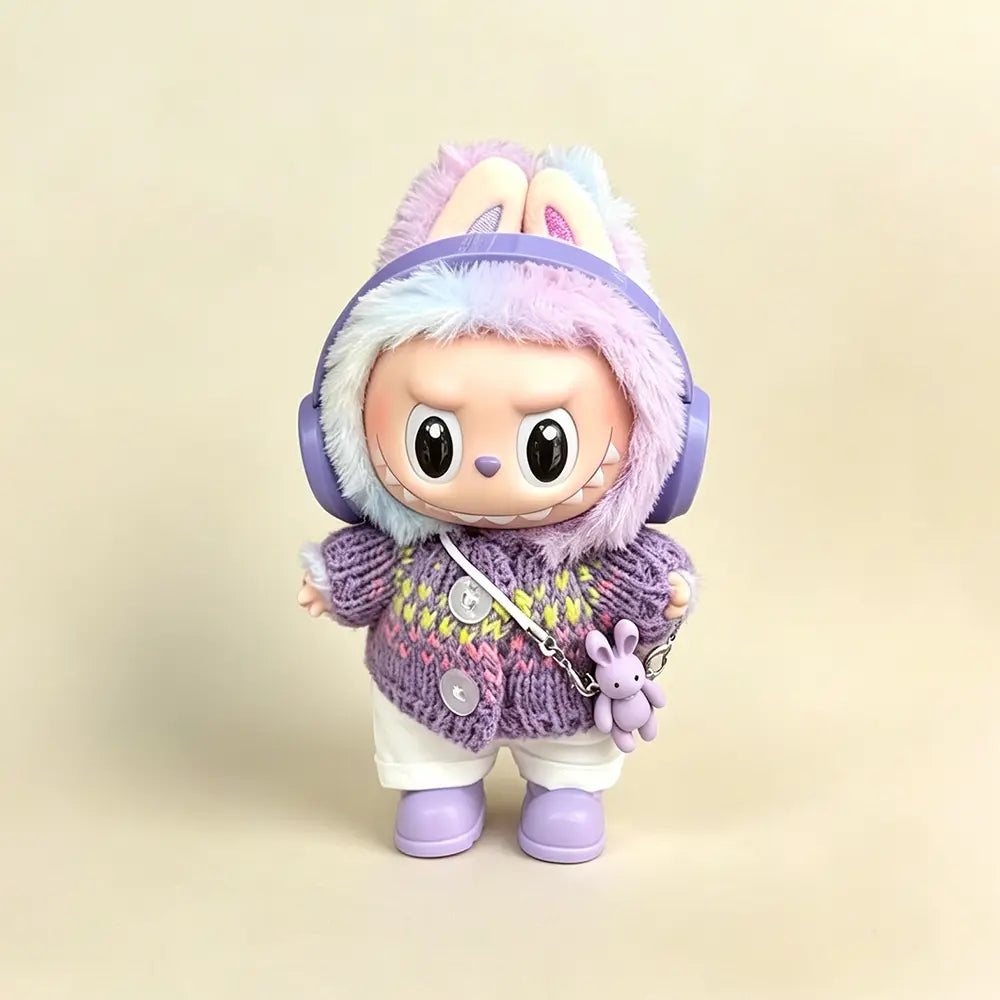 Plush Figure Bag Charm with Outfit — Purple Sweater with Headphones - main product card | KikiBuddies