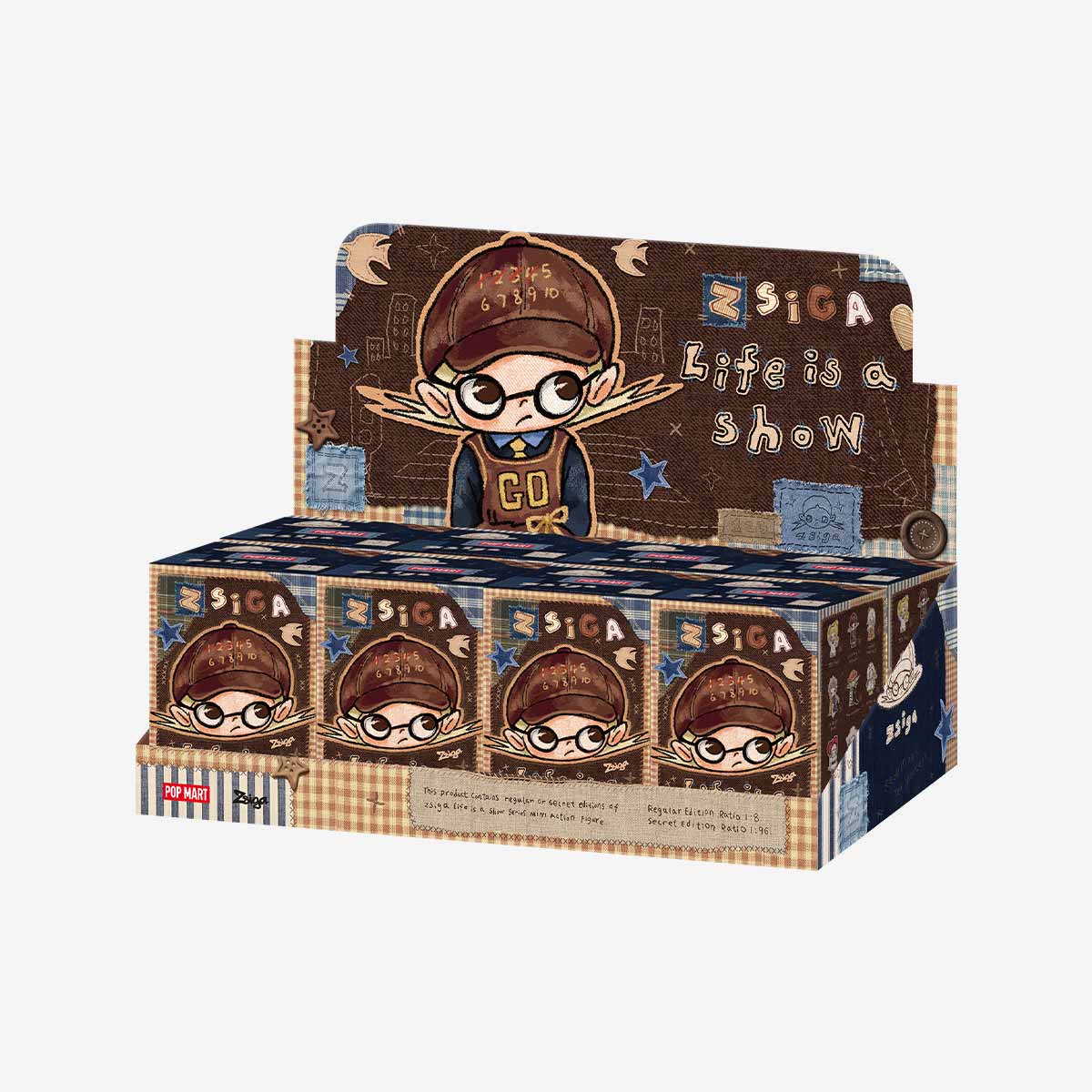 Zsiga Life is a Show retail display carton reference for eight random blind boxes; not a guarantee of different designs, secret or factory-sealed packaging