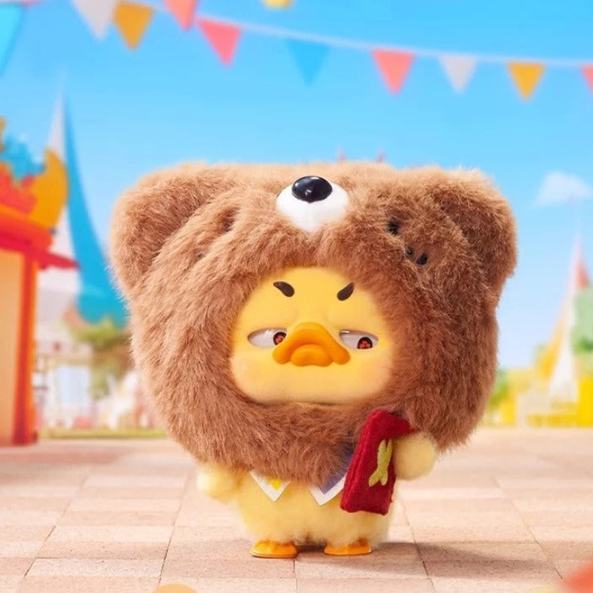 POCKET UPSETDUCK V4 Crazy Circus Duck Series Plush Dolls, Blind Box - Bear hood design example; random design not guaranteed