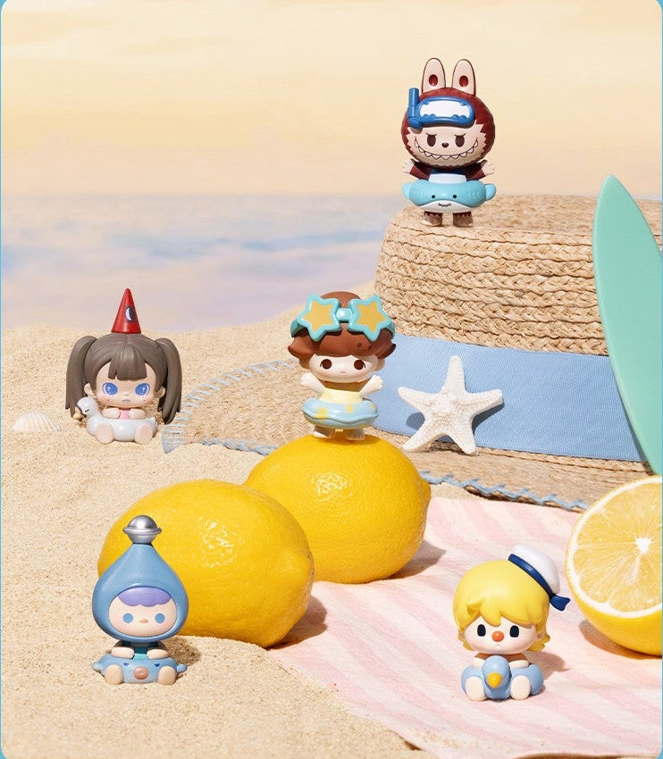 POP BEAN Island Vacation complete character view with scene props