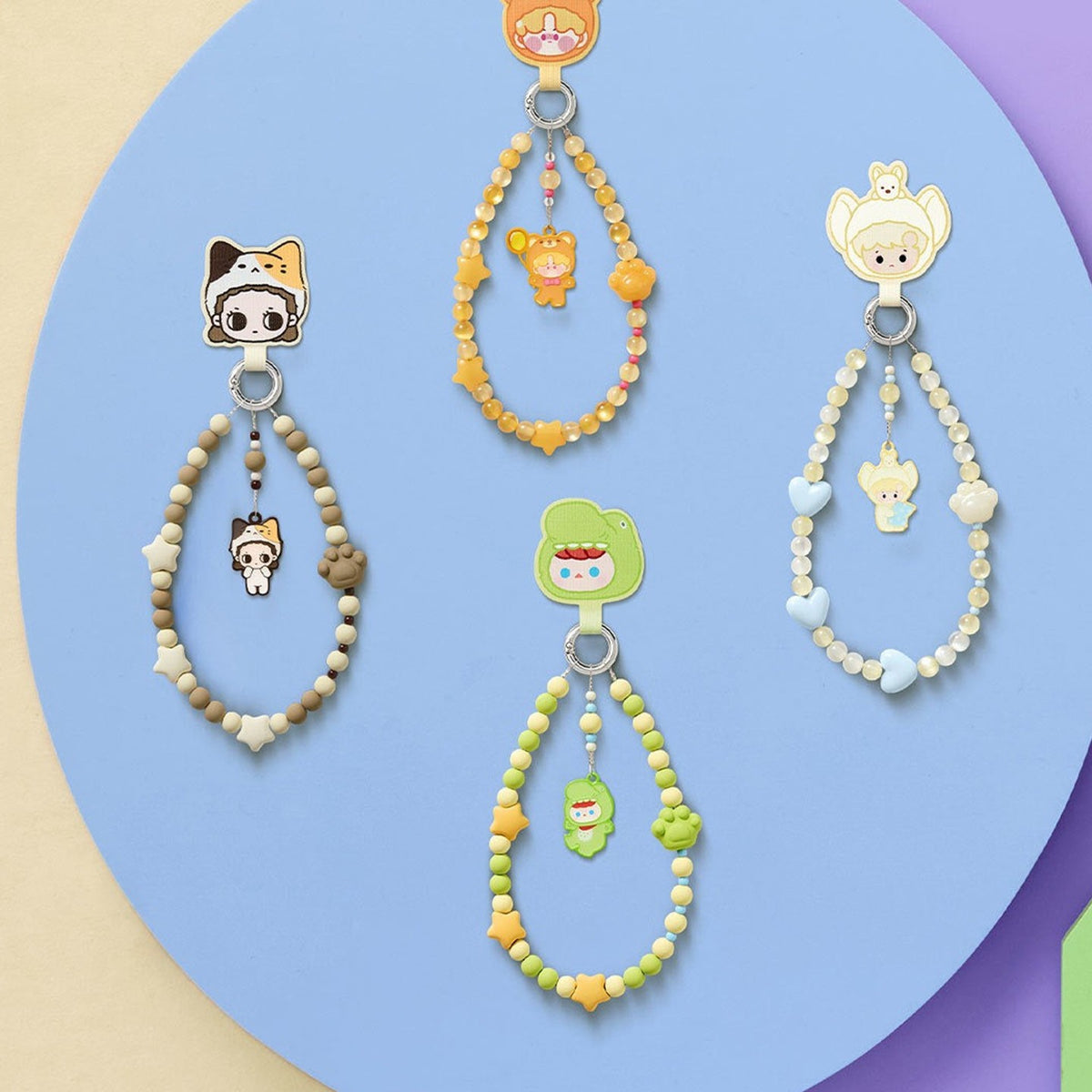 POP BEAN Pajama Party mobile phone chain, Blind Box - Additional phone chain design examples; illustrative series image, contents depend on selected purchase option