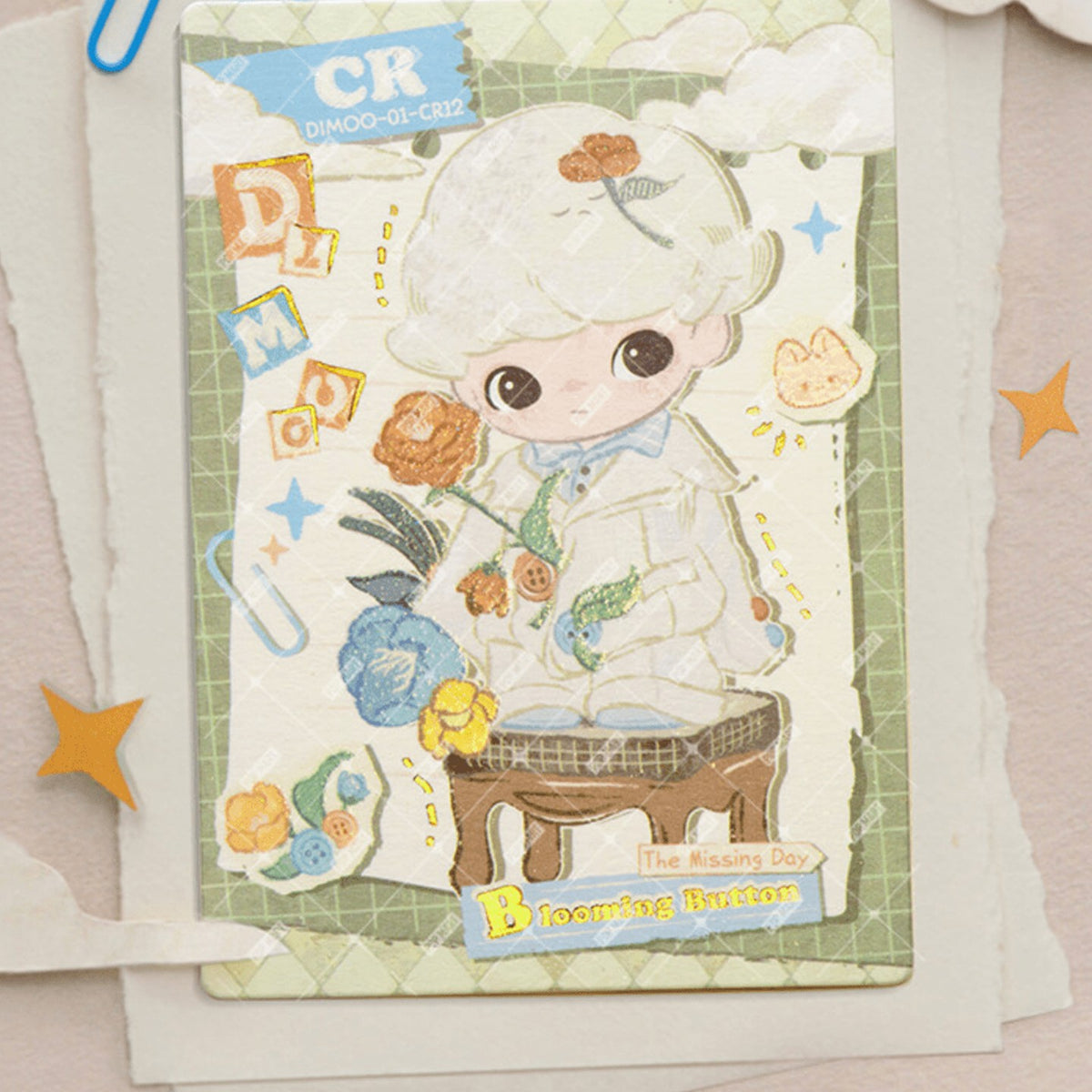 POP MART DIMOO Today's Weather Series Artistic Collection Cards Blind Box - Complete collectible card example in a styled paper layout; random design not guaranteed