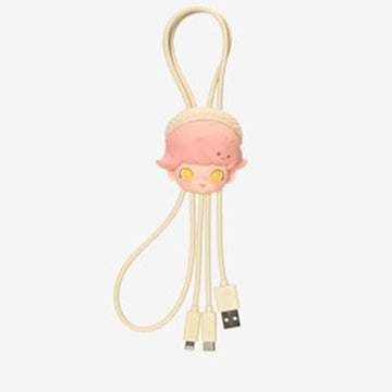 POP MART DIMOO WORLD × DSN Series-2 in 1 Cable, Blind Box - Complete cream decorative cable design with both connector branches visible; random design not guaranteed