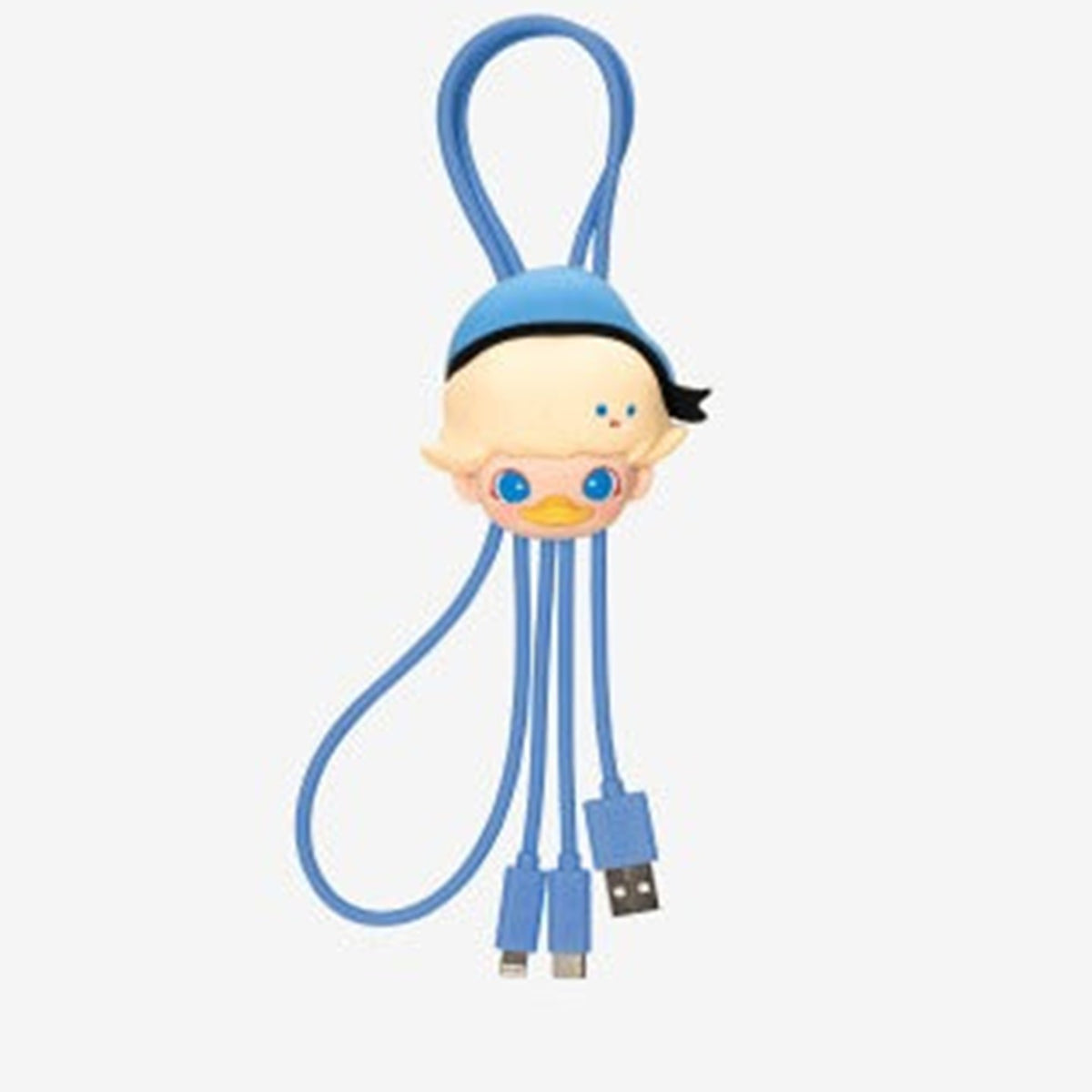 POP MART DIMOO WORLD × DSN Series-2 in 1 Cable, Blind Box - Complete blue decorative cable design with both connector branches visible; random design not guaranteed