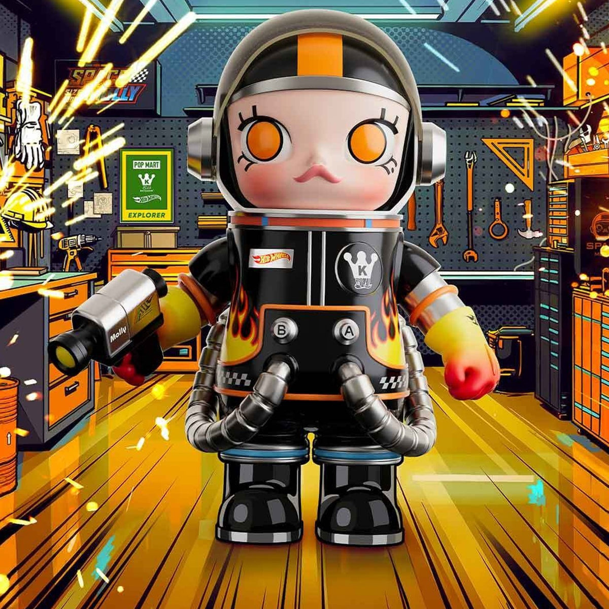 POP MART MEGA SPACE MOLLY 400% HOT WHEELS Series Figure — G1 | KikiBuddies