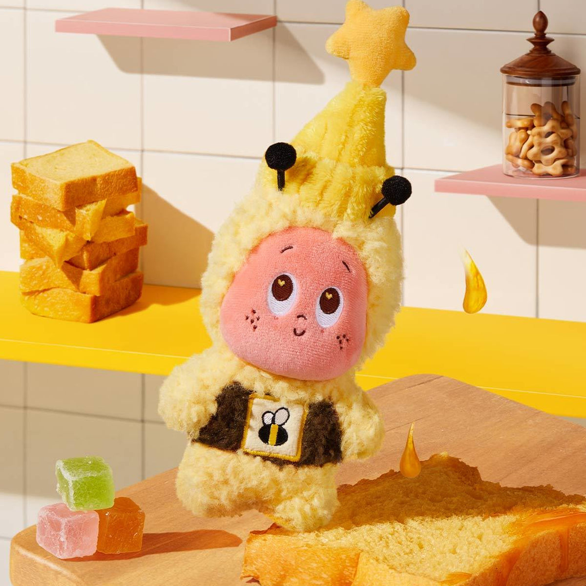POP MART MOON GELATO Series Honey Plush Pendant - styled display scene