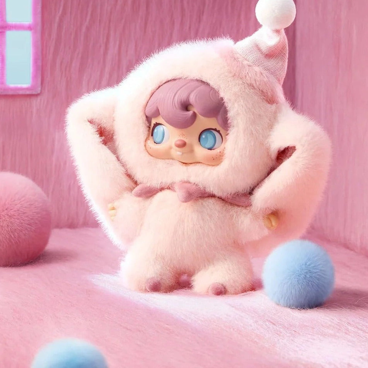 Pouka Pouka Me and Me Series Vinyl Plush Blind Box - Pink elephant-costume plush doll detail with upper pompom cropped; random design not guaranteed