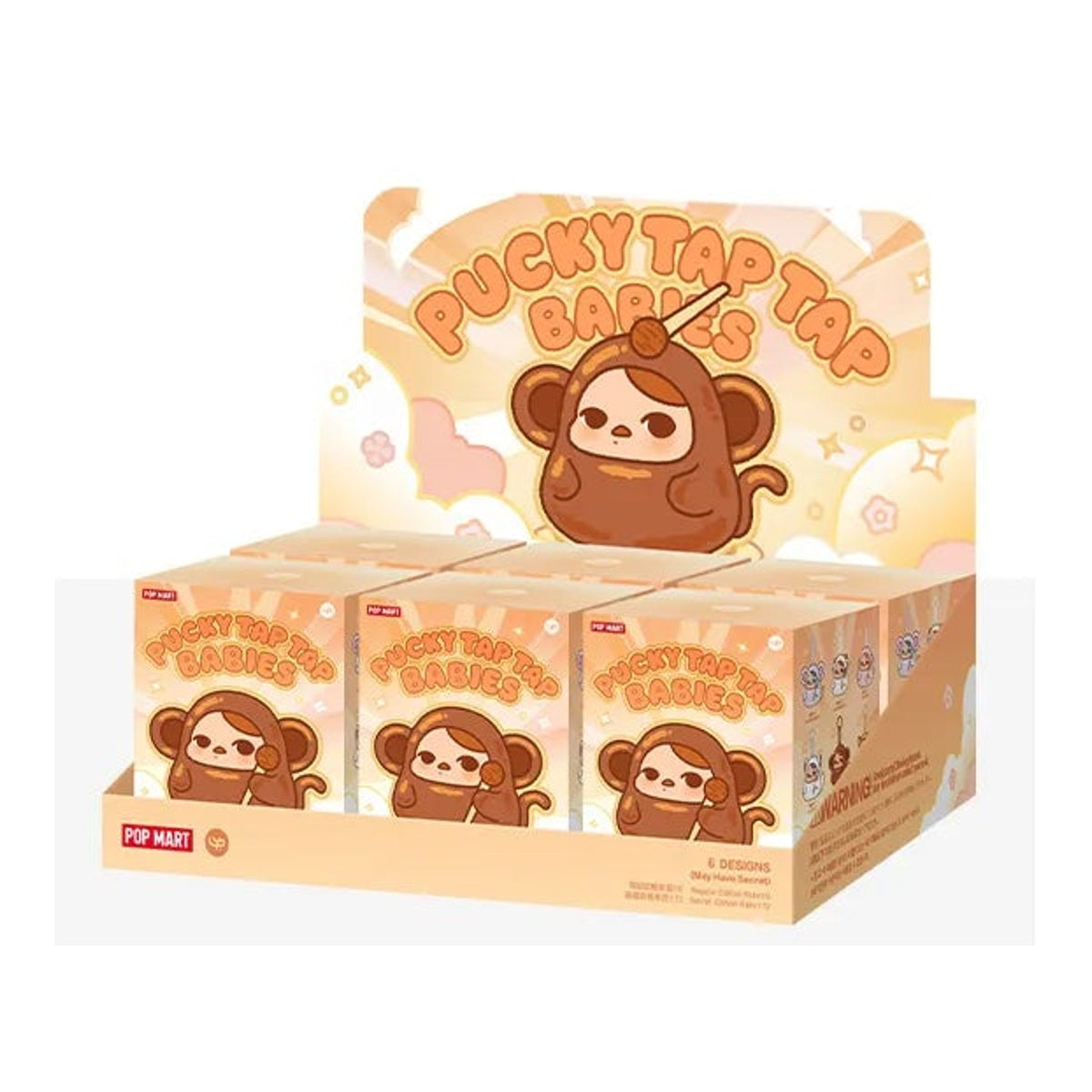 pucky tap tap babies vinyl plush pendant blind box — six box case packaging