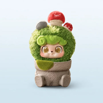 Happy Garden Moss plush pendant design example; one random blind box, not a confirmed Moss character