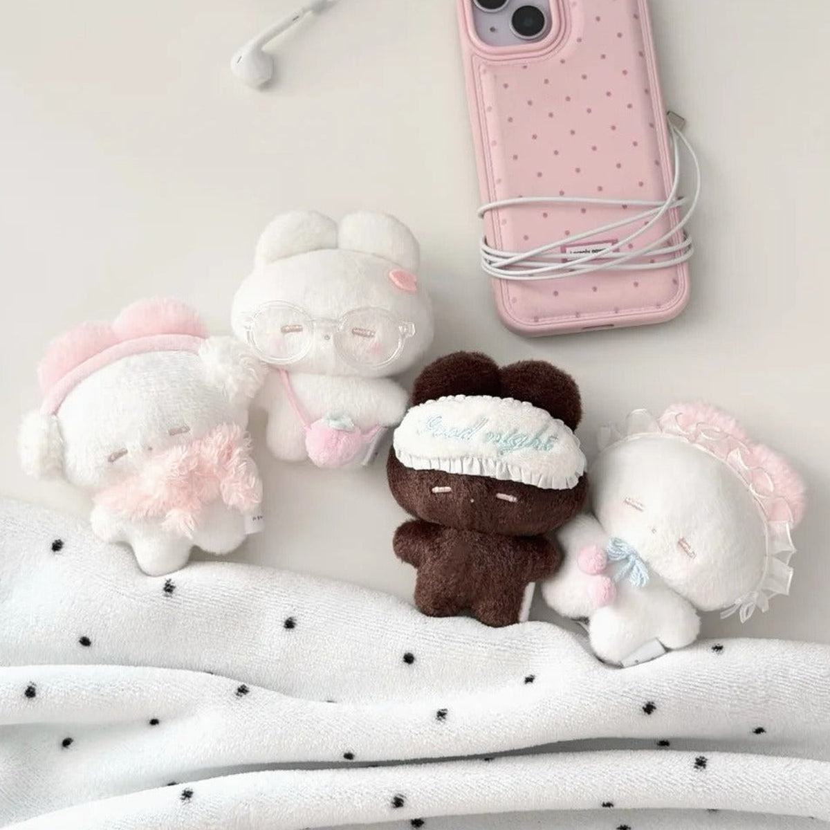 REMME Sweet Dream Series Plush Blind Box - Complete sleep-themed plush doll comparison beside phone prop; random design not guaranteed