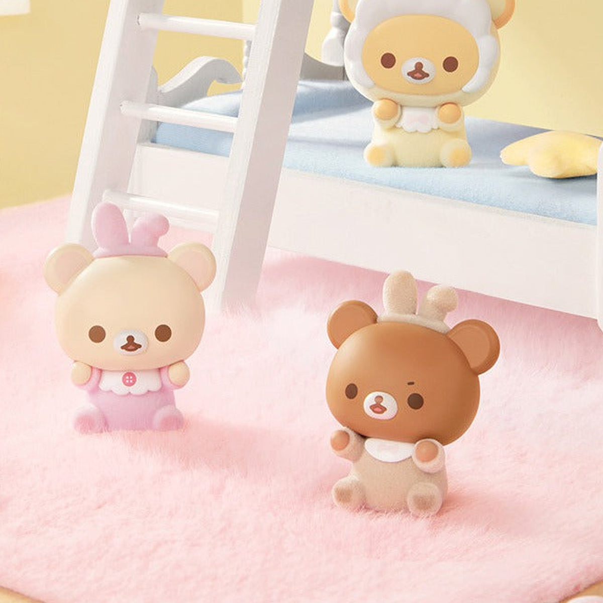 Rilakkuma Minna de Usausababy Series Figure Blind Box - Complete lower figure examples with upper example partly cropped; random design not guaranteed