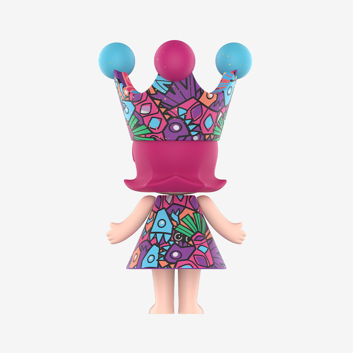 HAN MEILIN Royal MOLLY 400% back view of crown, hair and printed skirt