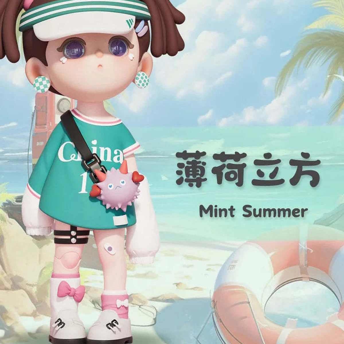 Hello ShanShan! Winkyee Series Blind Box - Sporty twin-tail doll with visor and green shirt; upper hair and shoes cropped; random design not guaranteed; display props not included