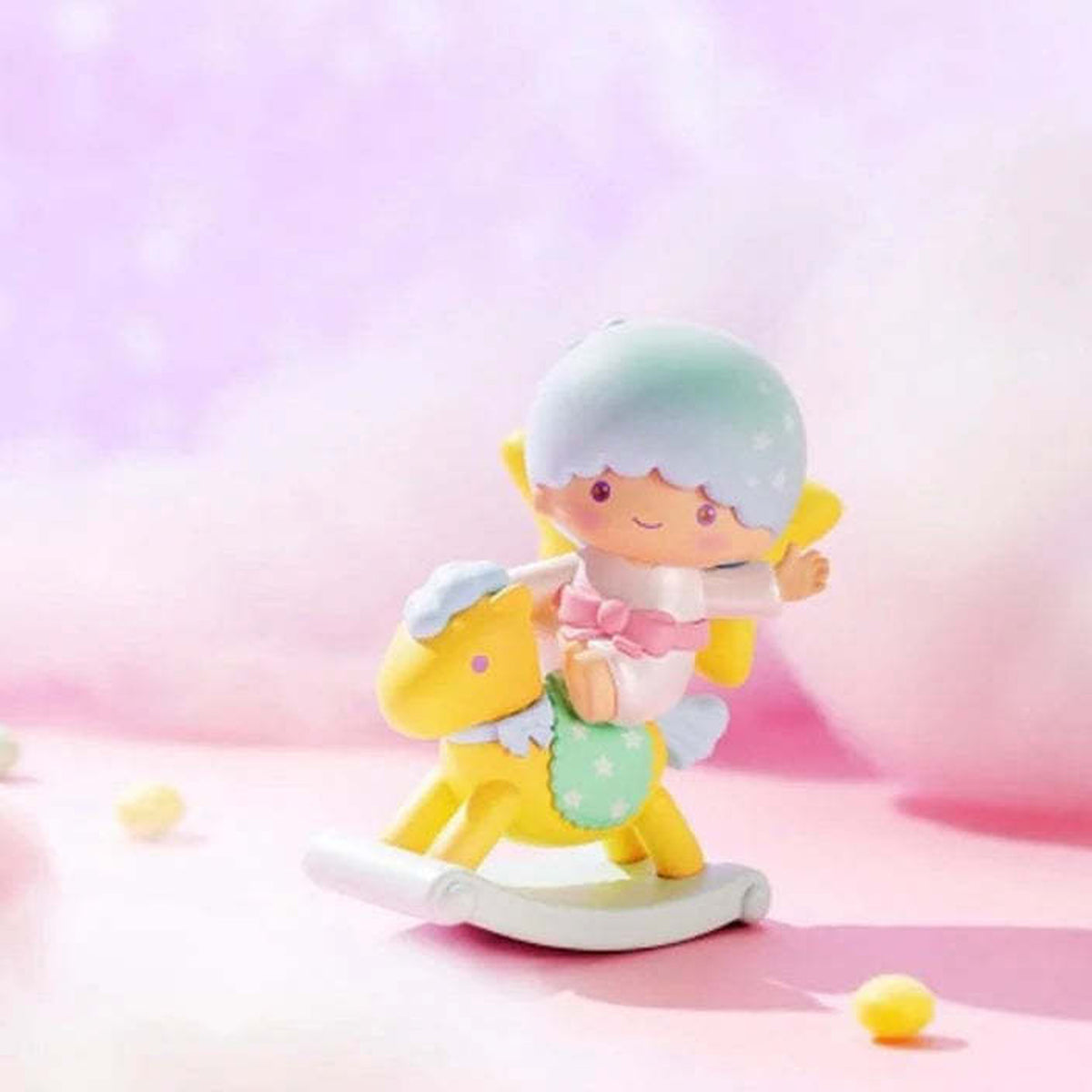 SANRI0 Characters Childlike Heart Rocking Horse Series Figures, Blind Box - Blue hair complete rocking horse figure example; random design not guaranteed