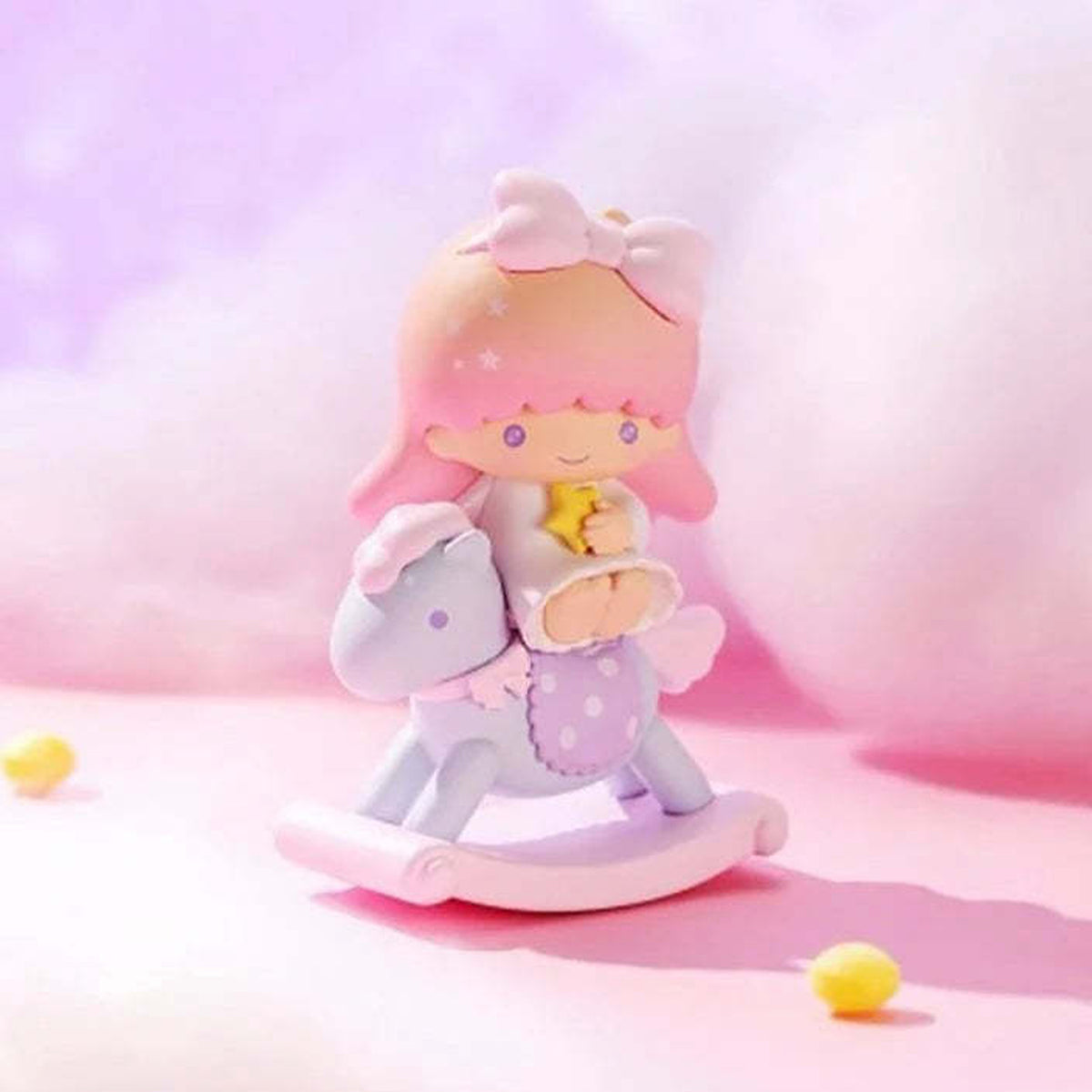 SANRI0 Characters Childlike Heart Rocking Horse Series Figures, Blind Box - Pink hair complete rocking horse figure example; random design not guaranteed