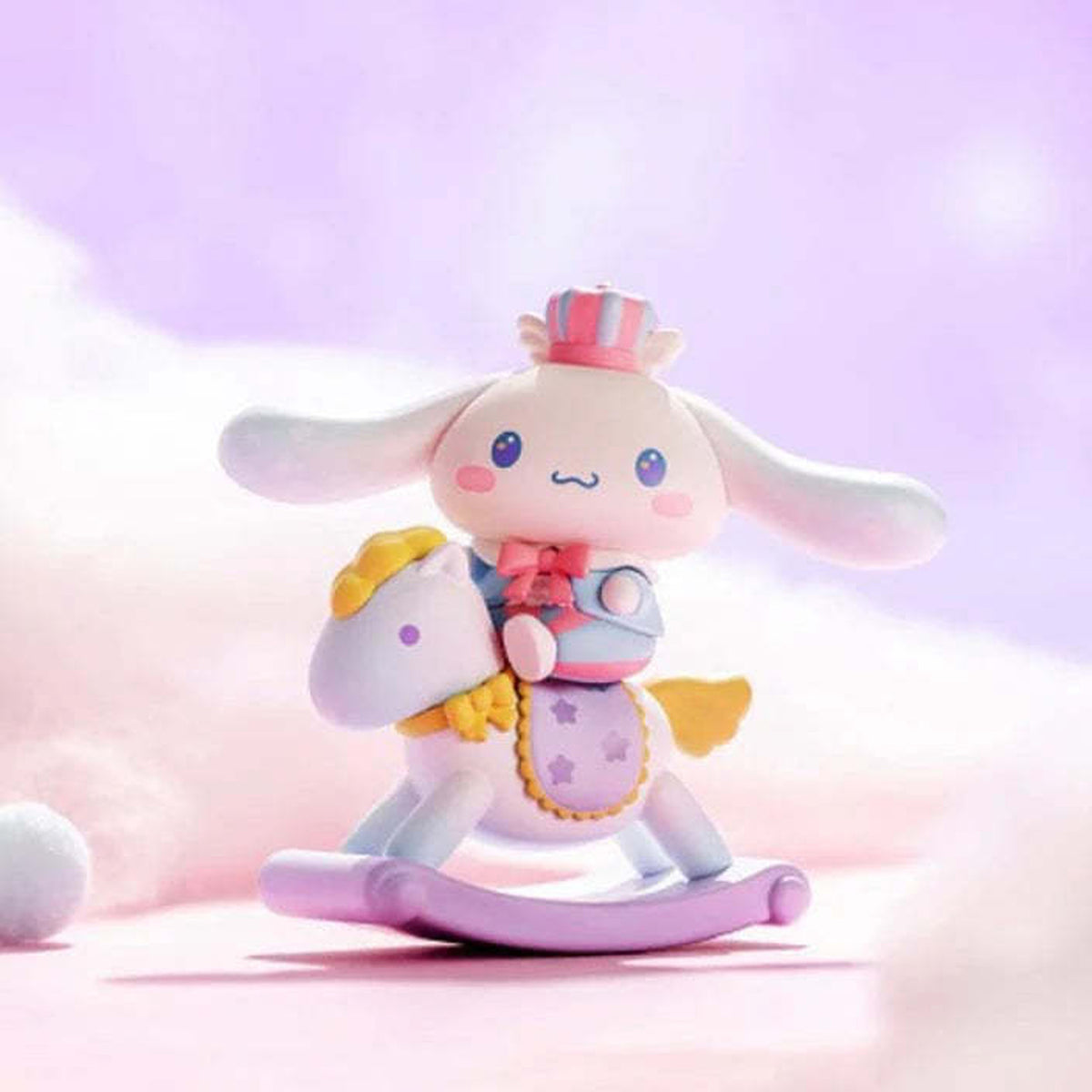 SANRI0 Characters Childlike Heart Rocking Horse Series Figures, Blind Box - White long ear complete rocking horse figure example; random design not guaranteed