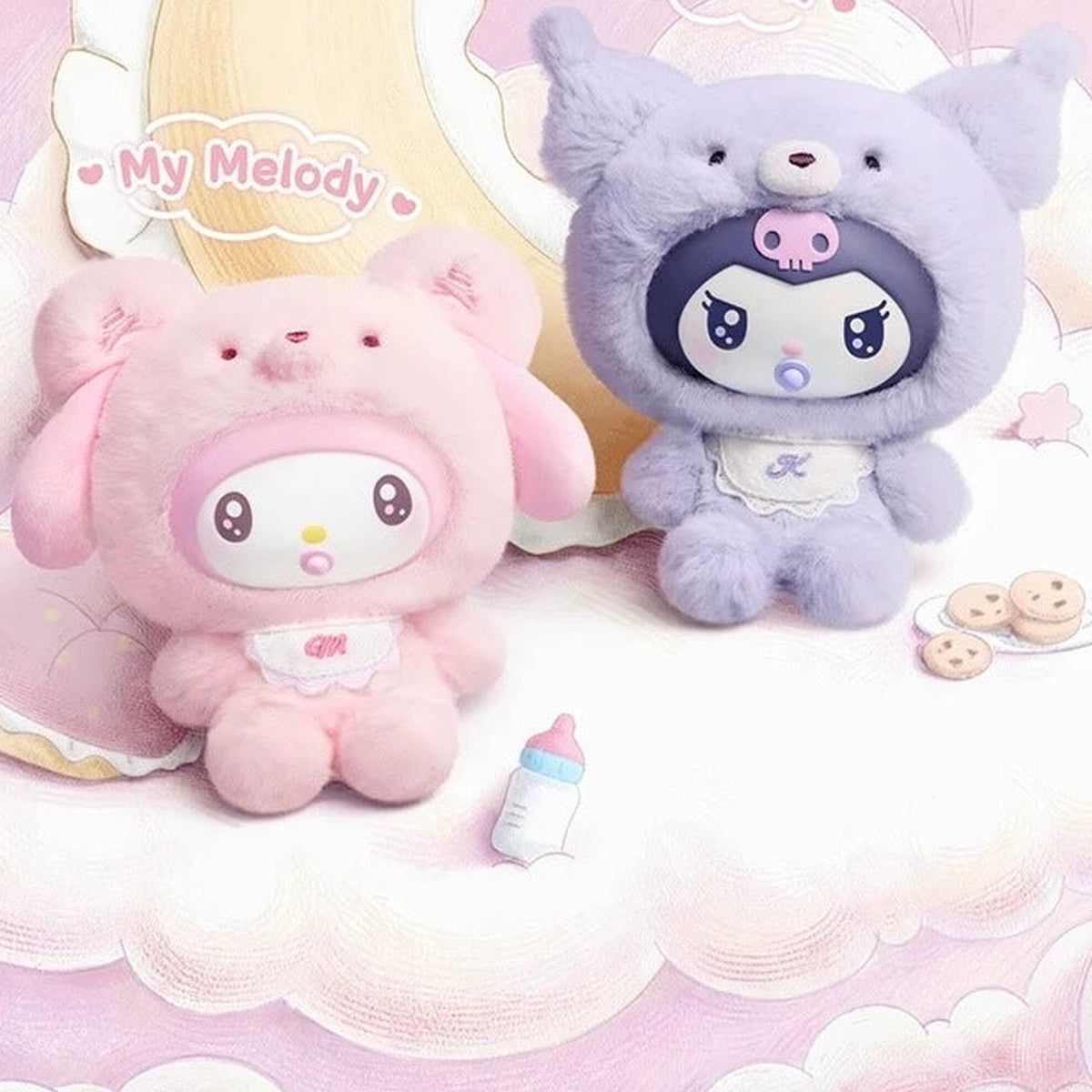 SANRI0 Characters Little Bear Planet Series Plush Pendant Blind Box - Complete pink and purple plush pendant examples; display props not included; random design not guaranteed