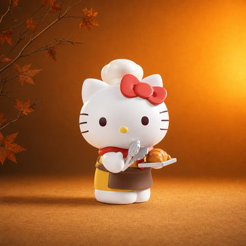 Sanrio Characters Pastry Chef Hello Kitty design example holding toy bakery pieces; one random blind box, pictured character not selectable