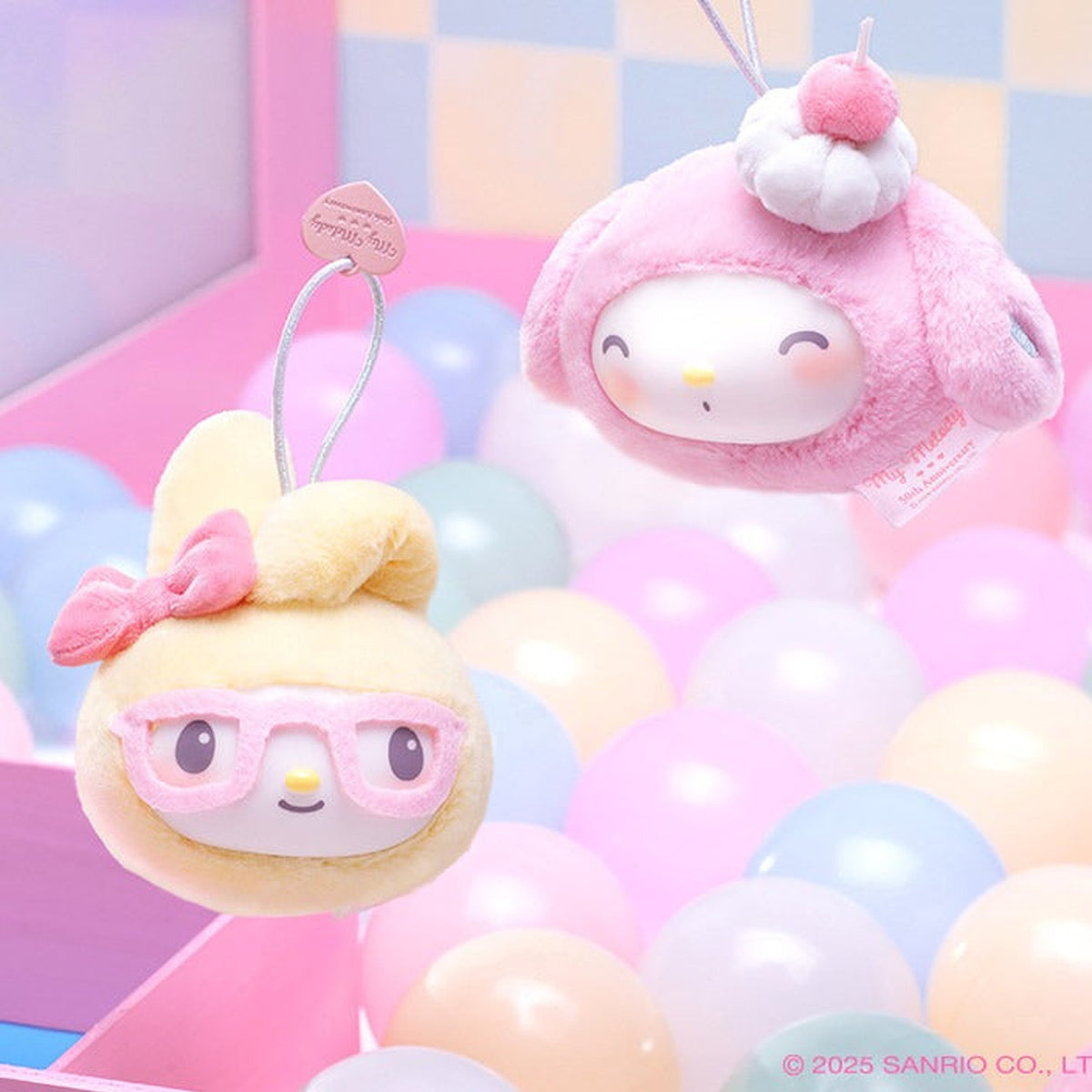 SANRI0 My Melody 50th Anniversary Adorable Bunny Series Plush Blind Box - Yellow and pink design examples; random design not guaranteed