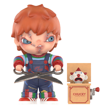 HIRONO × Chucky Figurine — Complete HIRONO Chucky front with scissors and pop-up clown box