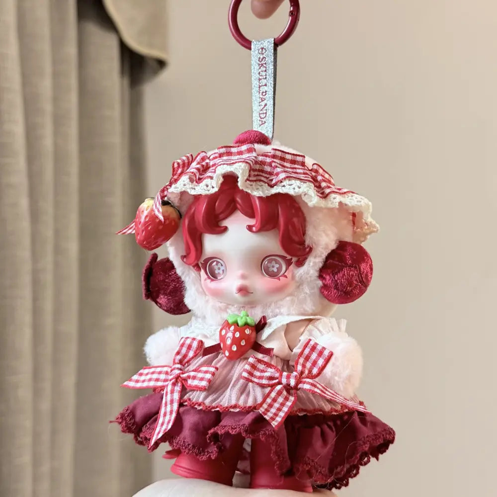 SKULLPANDA Amid Flowers Plush Doll Pendant 13.5cm - detail view | KikiBuddies