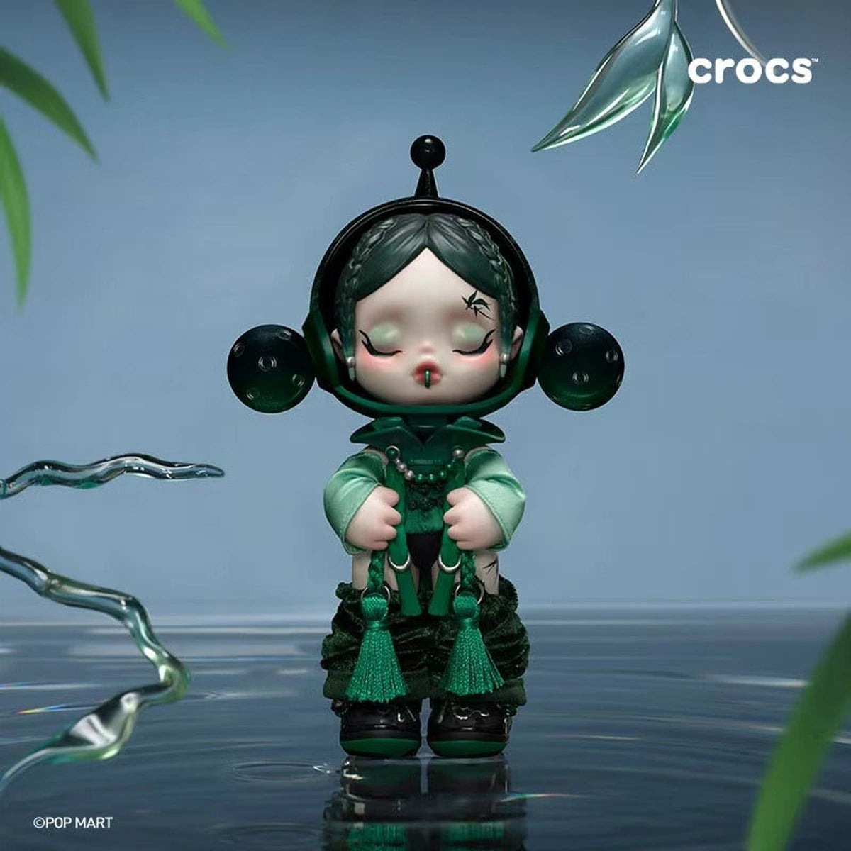 SKULLPANDA × CROCS OOTD Figure — styled scene