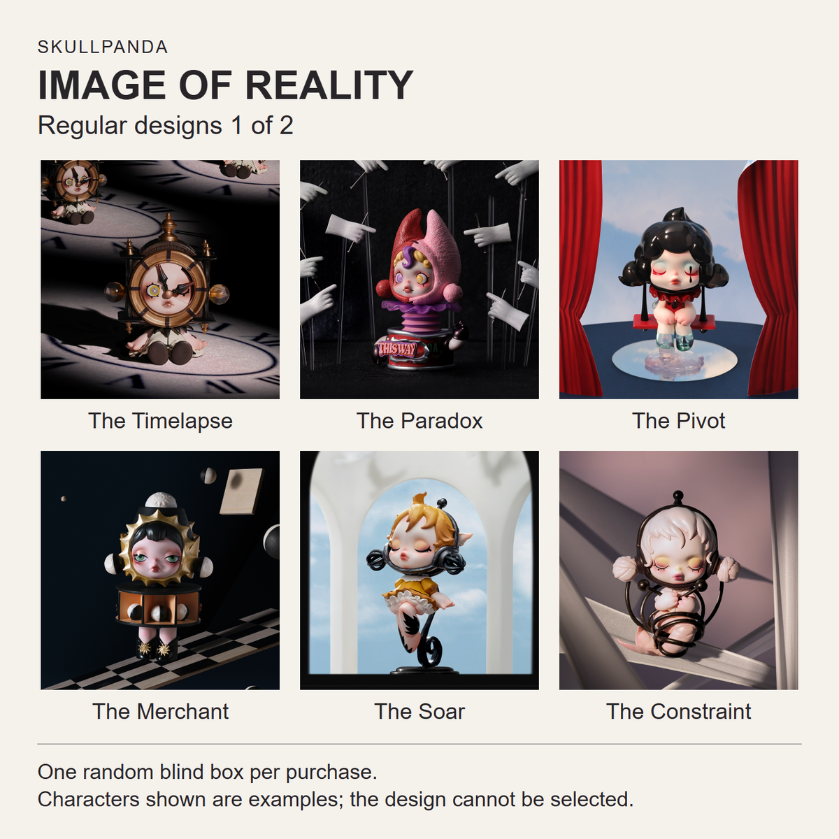 English regular character reference 1 for SKULLPANDA Image Of Reality; one random figure, characters not guaranteed