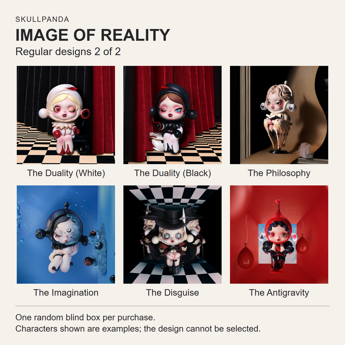 English regular character reference 2 for SKULLPANDA Image Of Reality; one random figure, characters not guaranteed
