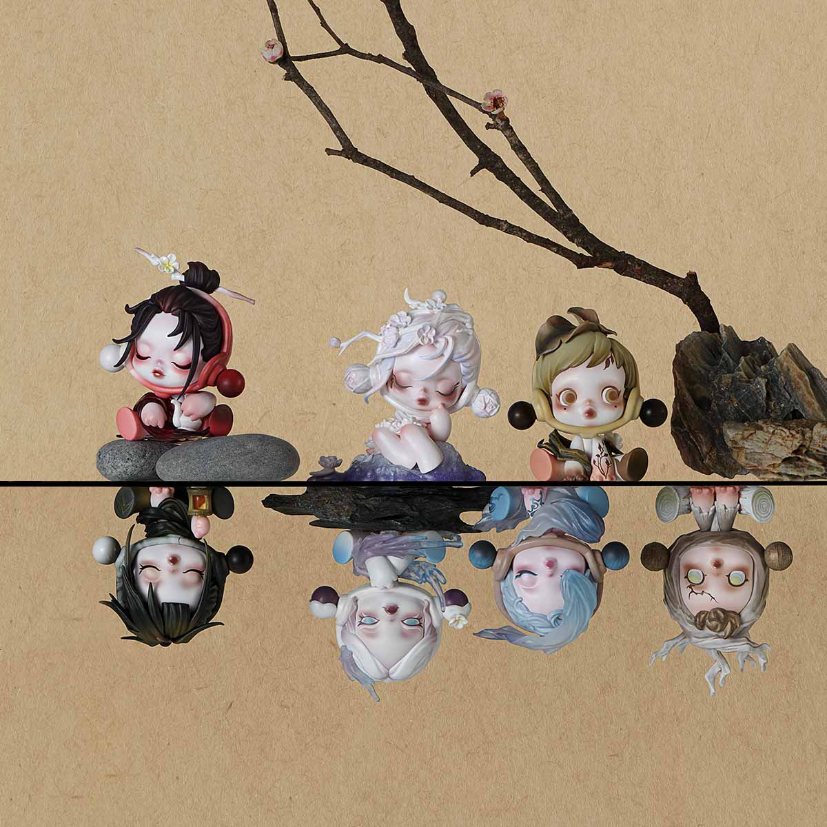 The Ink Plum Blossom design examples beneath a plum branch; scene props are not included