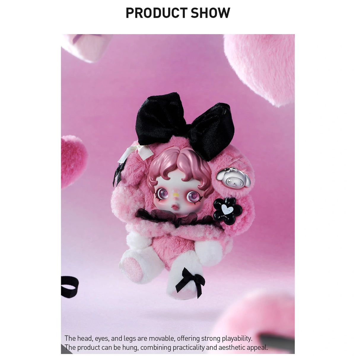 MY MELODY source product-detail view; source panel describes movable head,eyes and legs