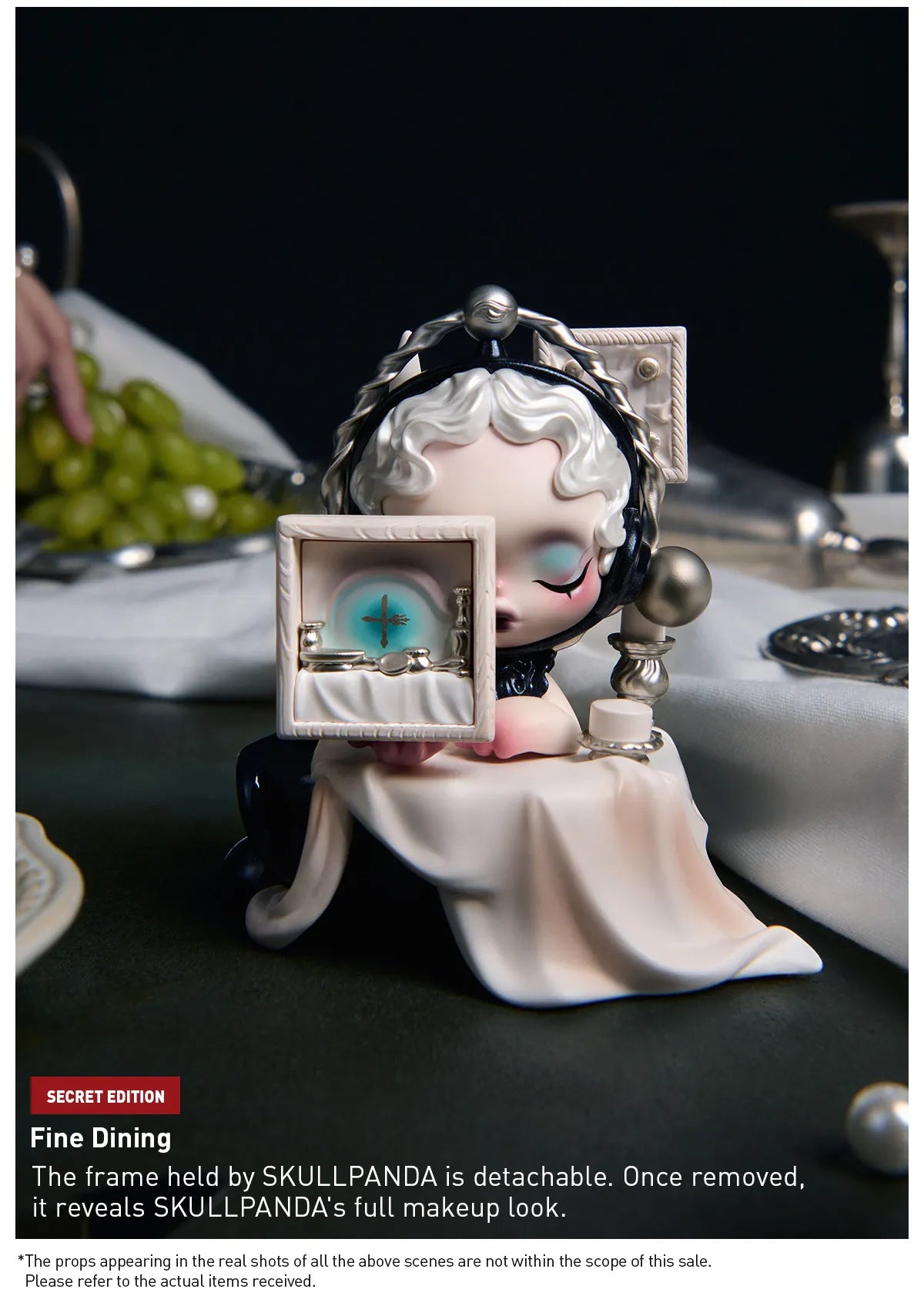 The Feast Begins Fine Dining confirmed secret figure; pictured scene food, furniture and display props are not included
