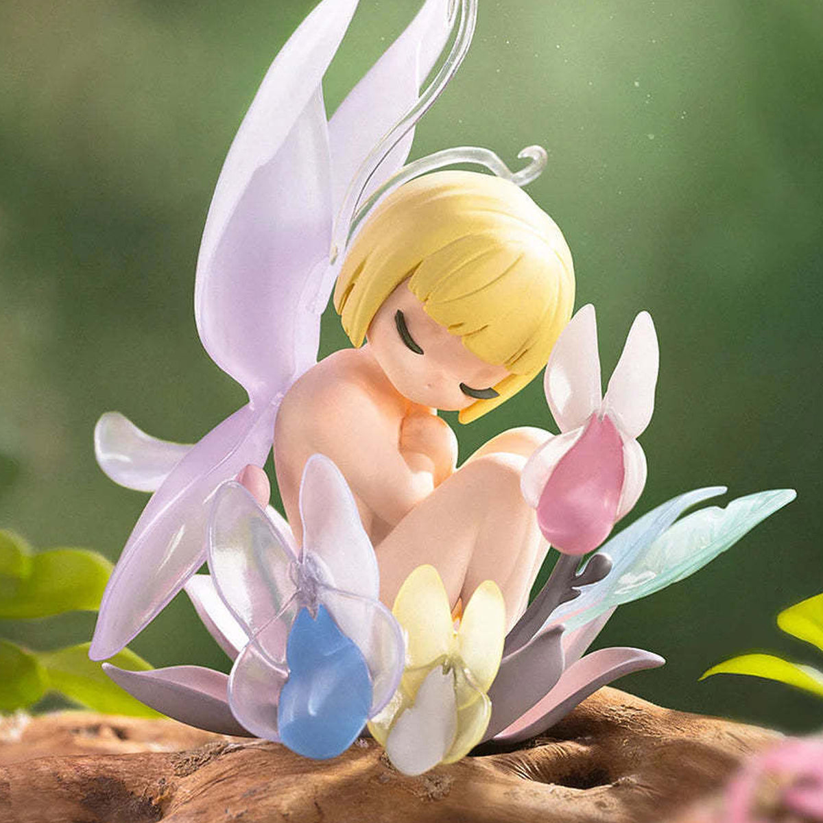 Sleep Flower Elves Series Figures, Blind Box - Pink flower figure detail with upper wings cropped; random design not guaranteed