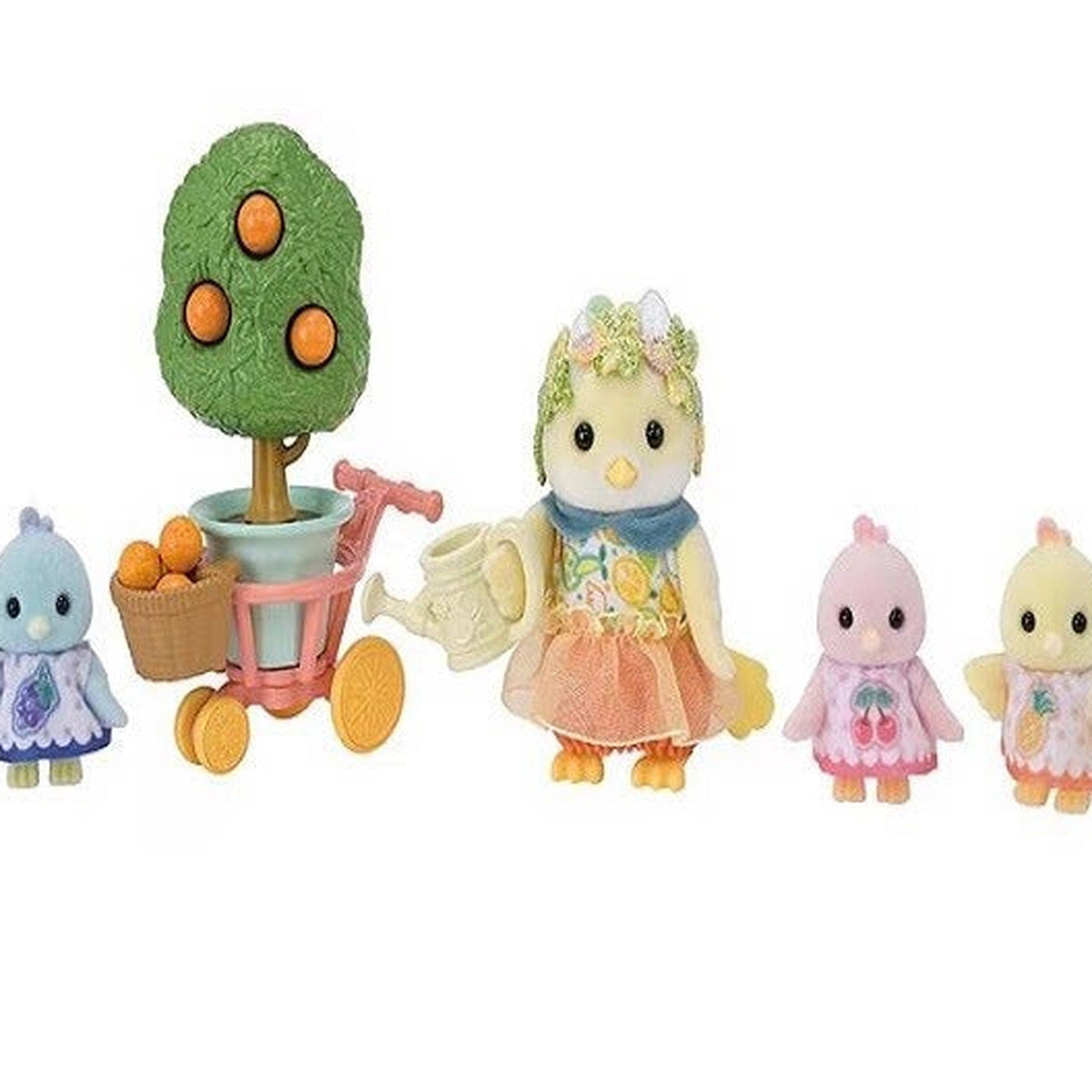 FS-62 set overview: mother Laura and babies Mia, Jordi and Rio with included harvest accessories