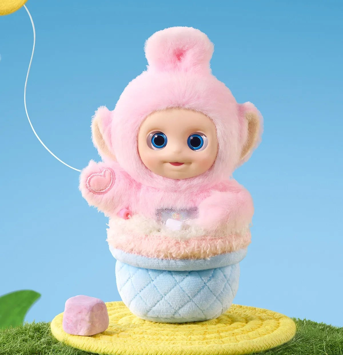 Teletubbies Afternoon Tea Diary vinyl plush pendant blind-box series: Po Strawberry Yogurt Bowl pendant in a styled scene; possible random design