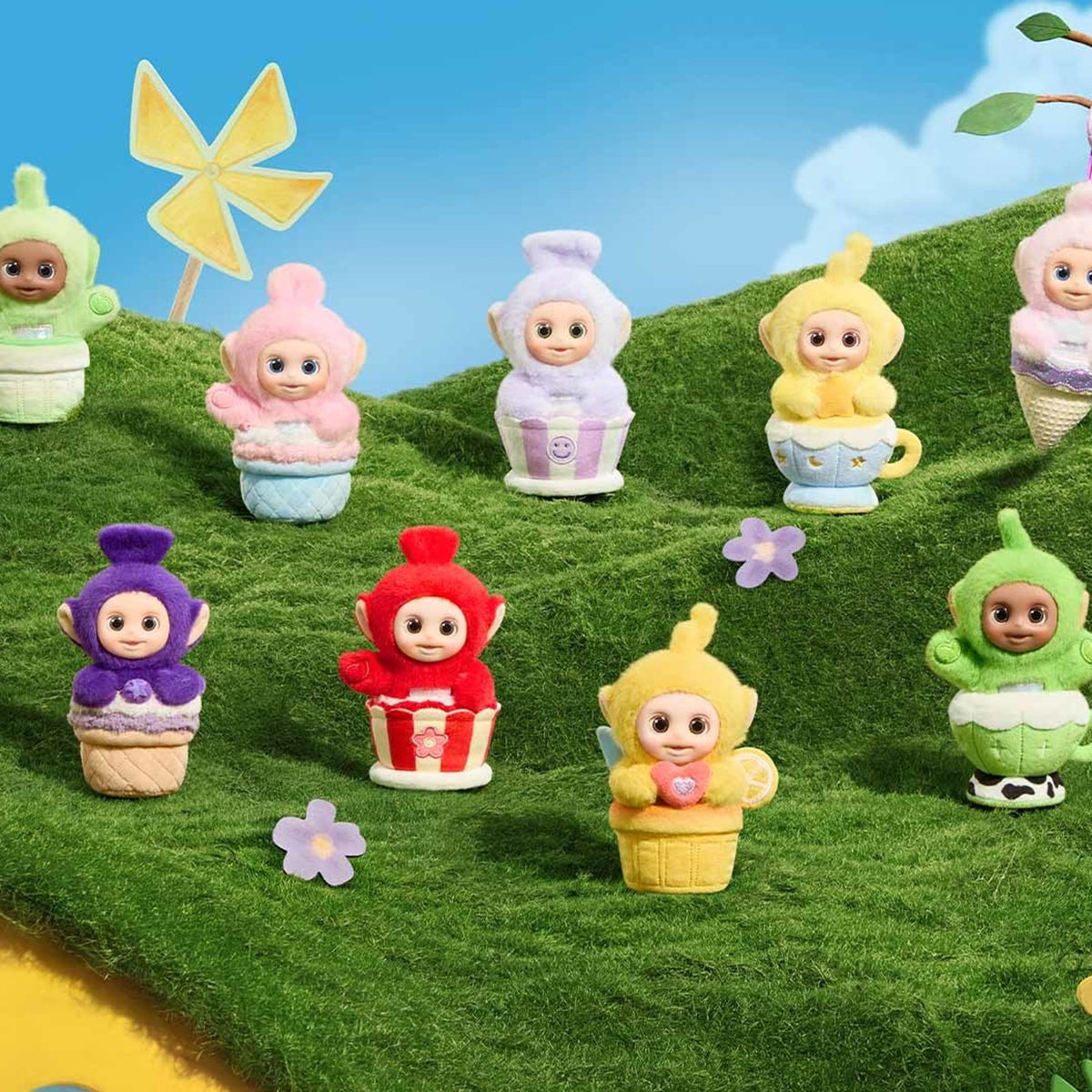 Teletubbies Afternoon Tea Diary vinyl plush pendant blind-box series: multiple possible pendant designs displayed together; not a guaranteed delivered lineup