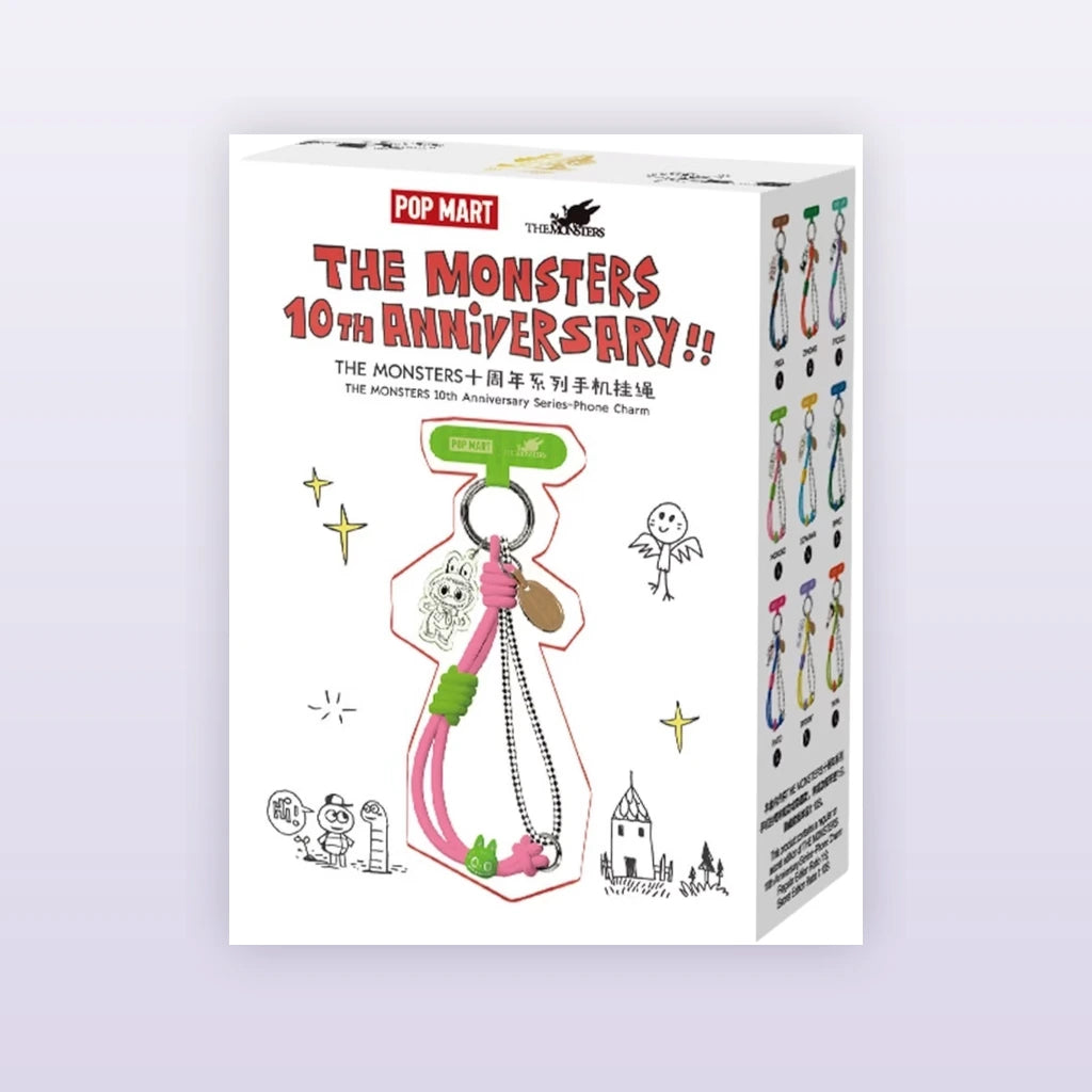 THE MONSTERS 10th Anniversary Series Phone Strap Charm Accessory blind box packaging for one random design