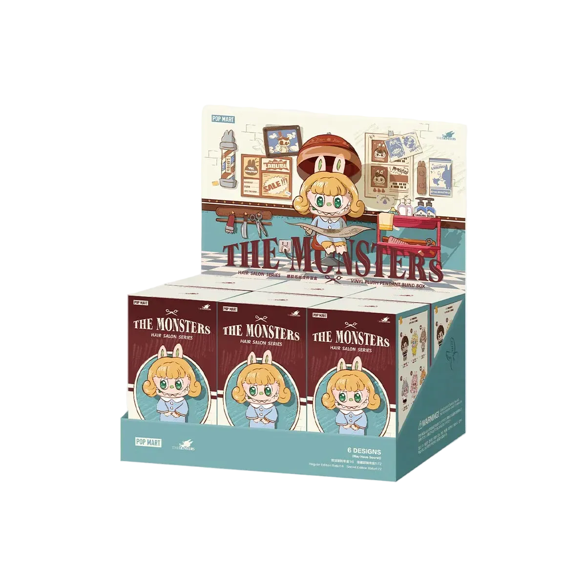 The Monsters Labubu Hair Salon Series Vinyl Plush Pendant Blind Box - front view | KikiBuddies