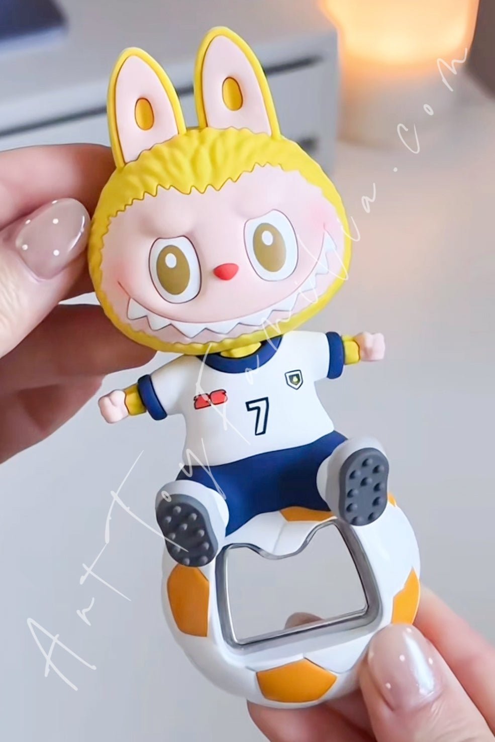 THE MONSTERS Labubu x FIFA Series Bottle Opener Fridge Magnet - front view | KikiBuddies