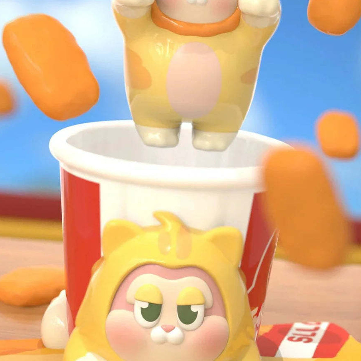 THE SLLO Cat Hide And Seek Series Blind Box - Popcorn-themed figure detail with upper and lower edges cropped; random design not guaranteed