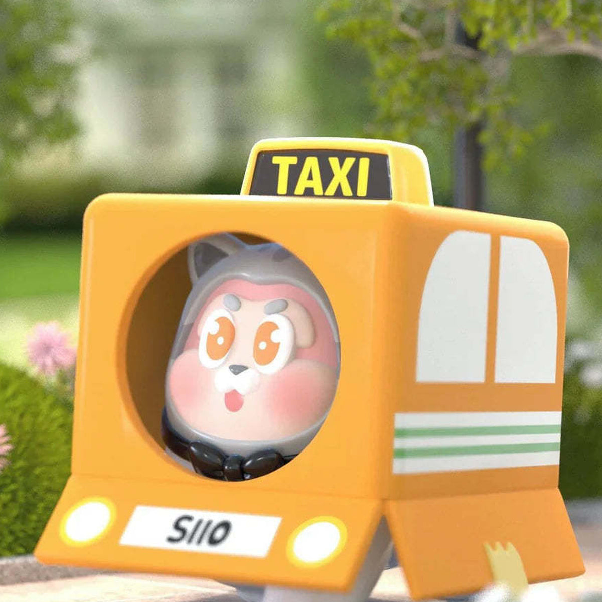 THE SLLO Cat Hide And Seek Series Blind Box - Complete taxi-shaped figure example; random design not guaranteed