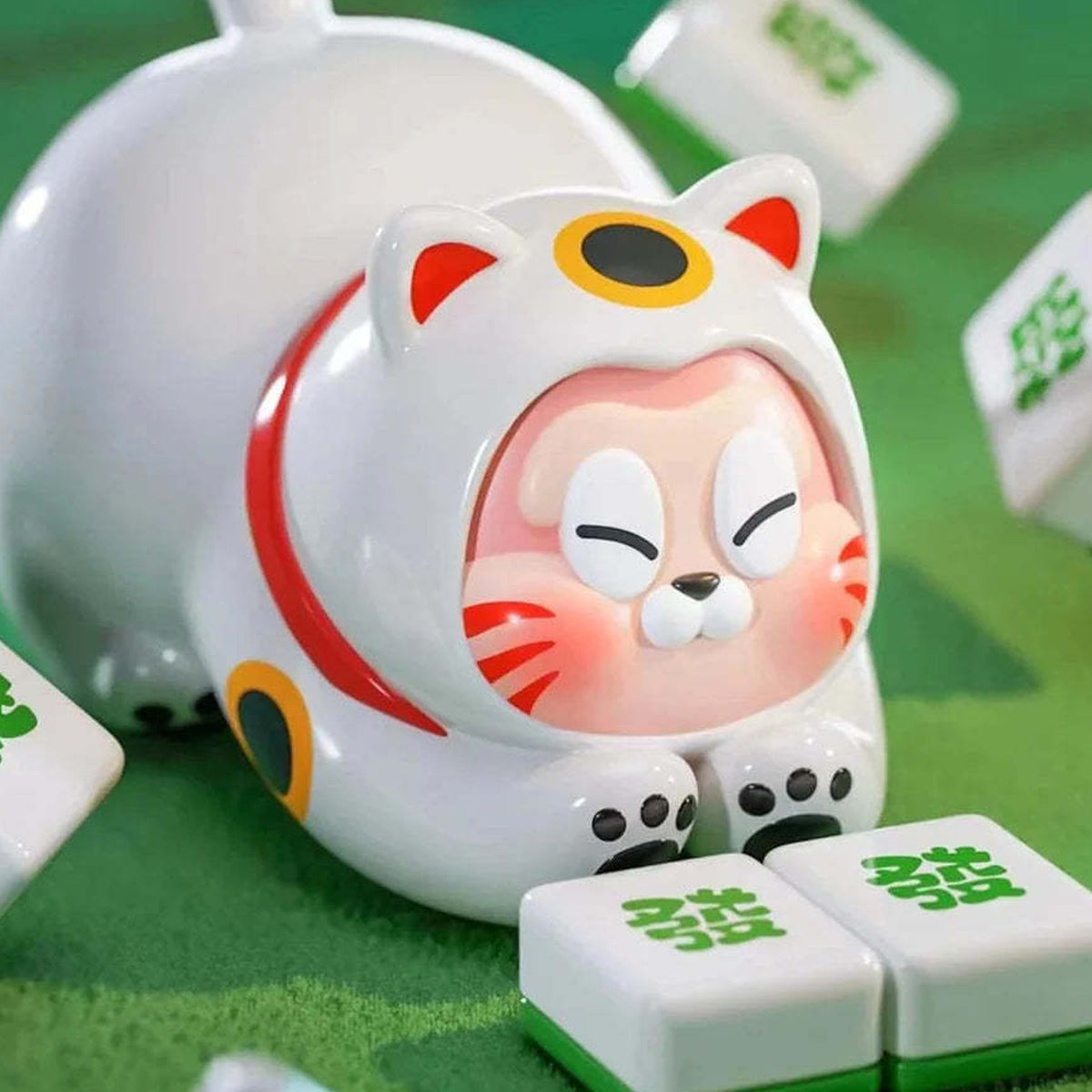 THE SLLO Cat Manekineko Series Blind Box - Complete cat figure example with tile props; random design not guaranteed