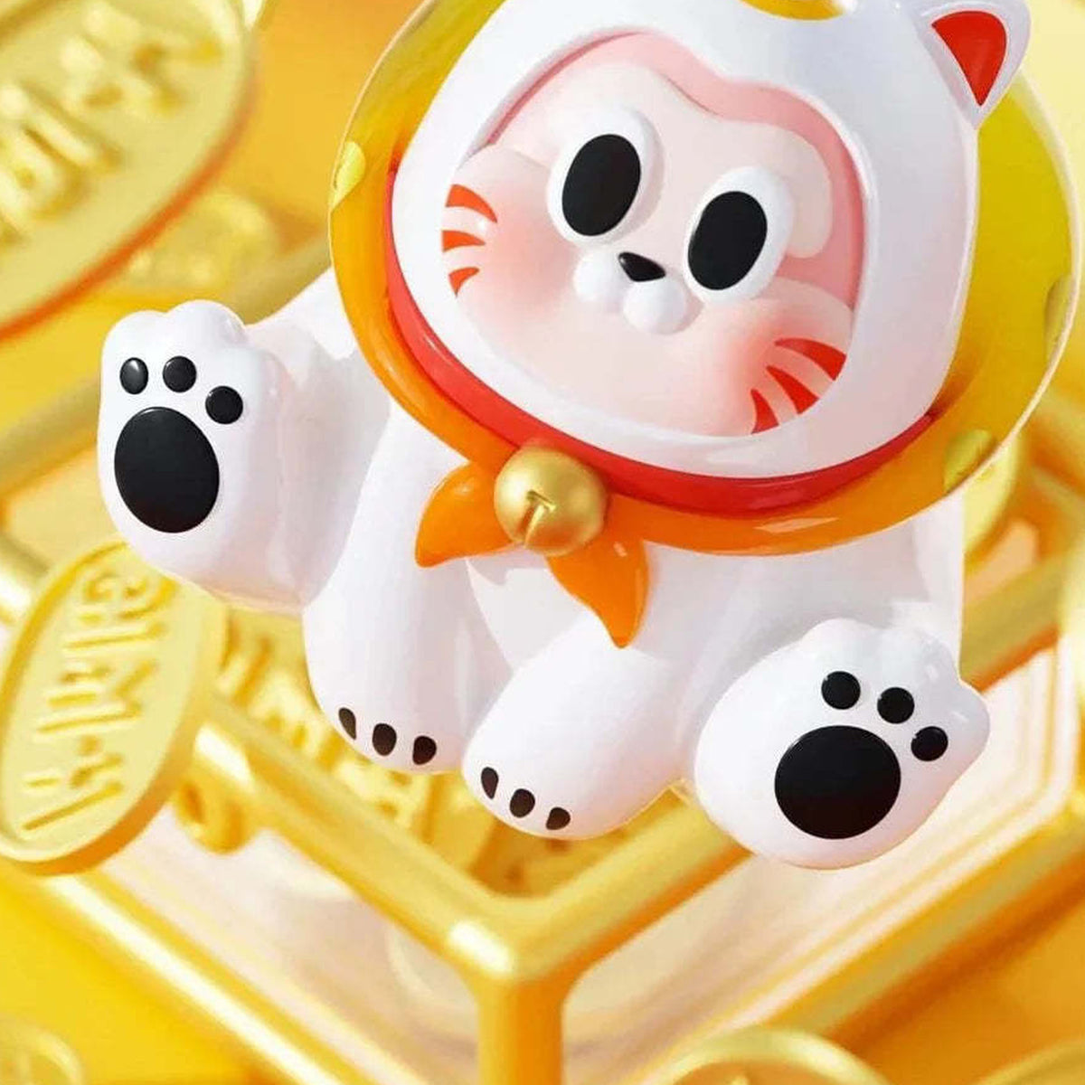 THE SLLO Cat Manekineko Series Blind Box - Yellow cat figure detail with upper hood cropped; random design not guaranteed