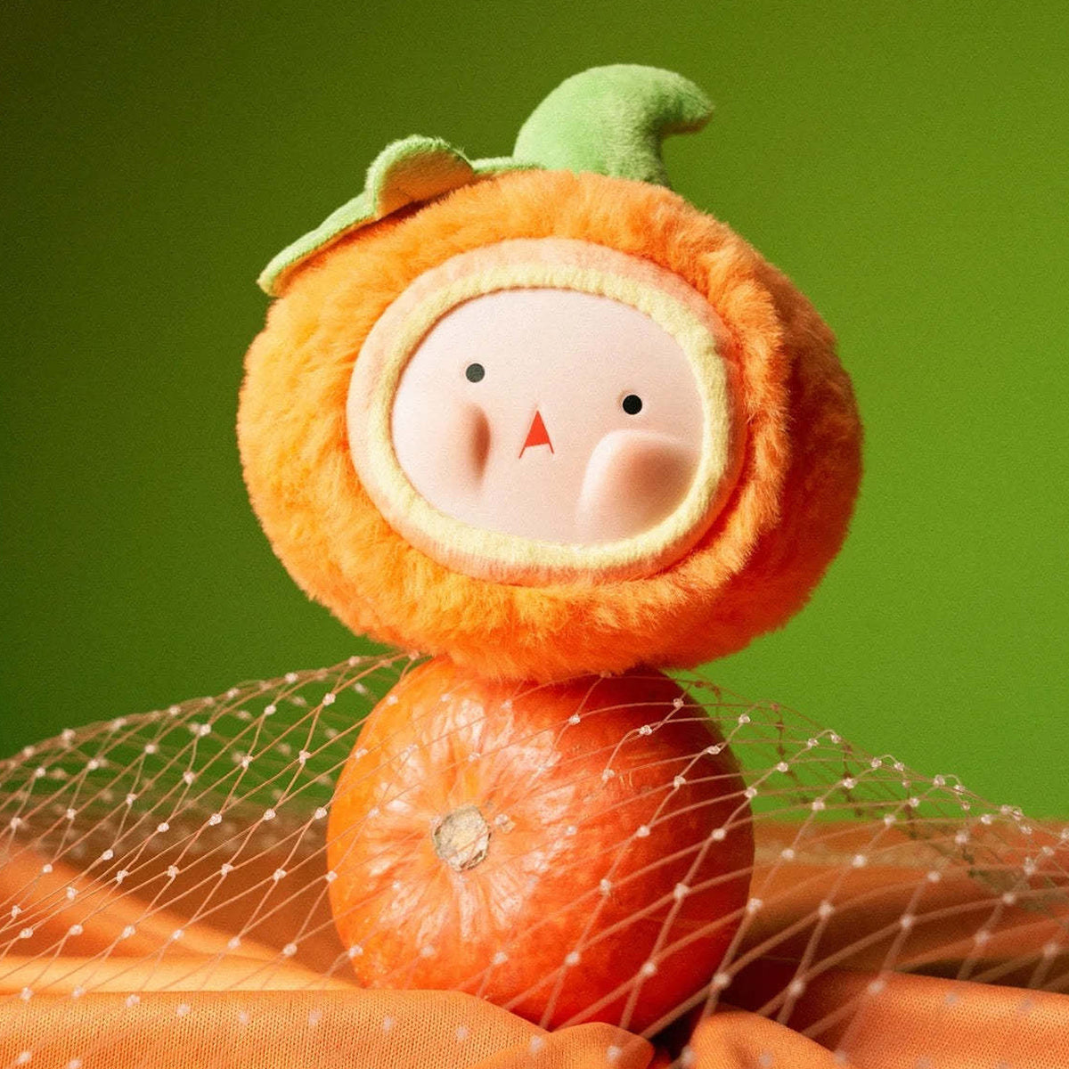 TUANTUAN Fresh United Nations Series Plush Dolls, Blind Box - Orange pumpkin complete plush example; random design not guaranteed