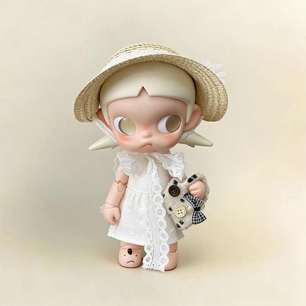 Vintage Cottagecore Lace Dress with Woven Straw Hat for Zsiga 1/8 - main product card | KikiBuddies
