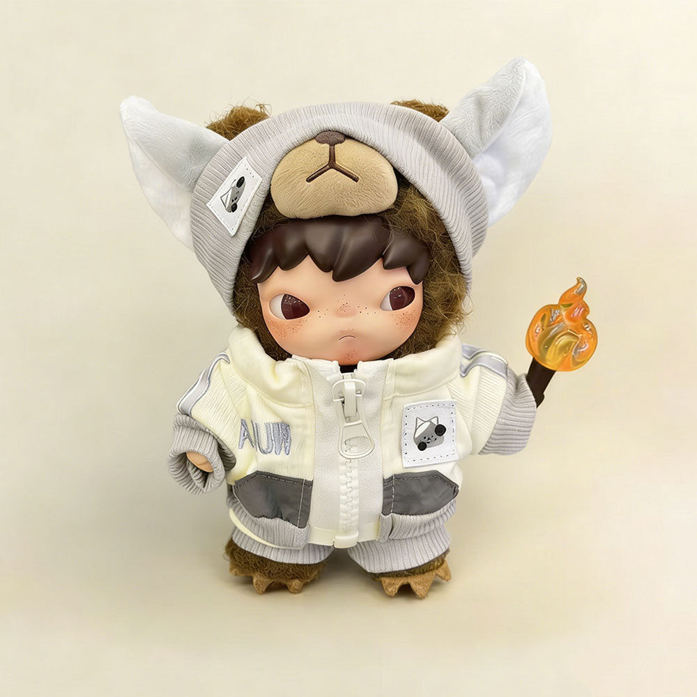 Vintage Sporty Fox Outfit for Hirono: Available in Ash Grey & Sunset Orange - Joyful Fox doll outfit main product card | KikiBuddies