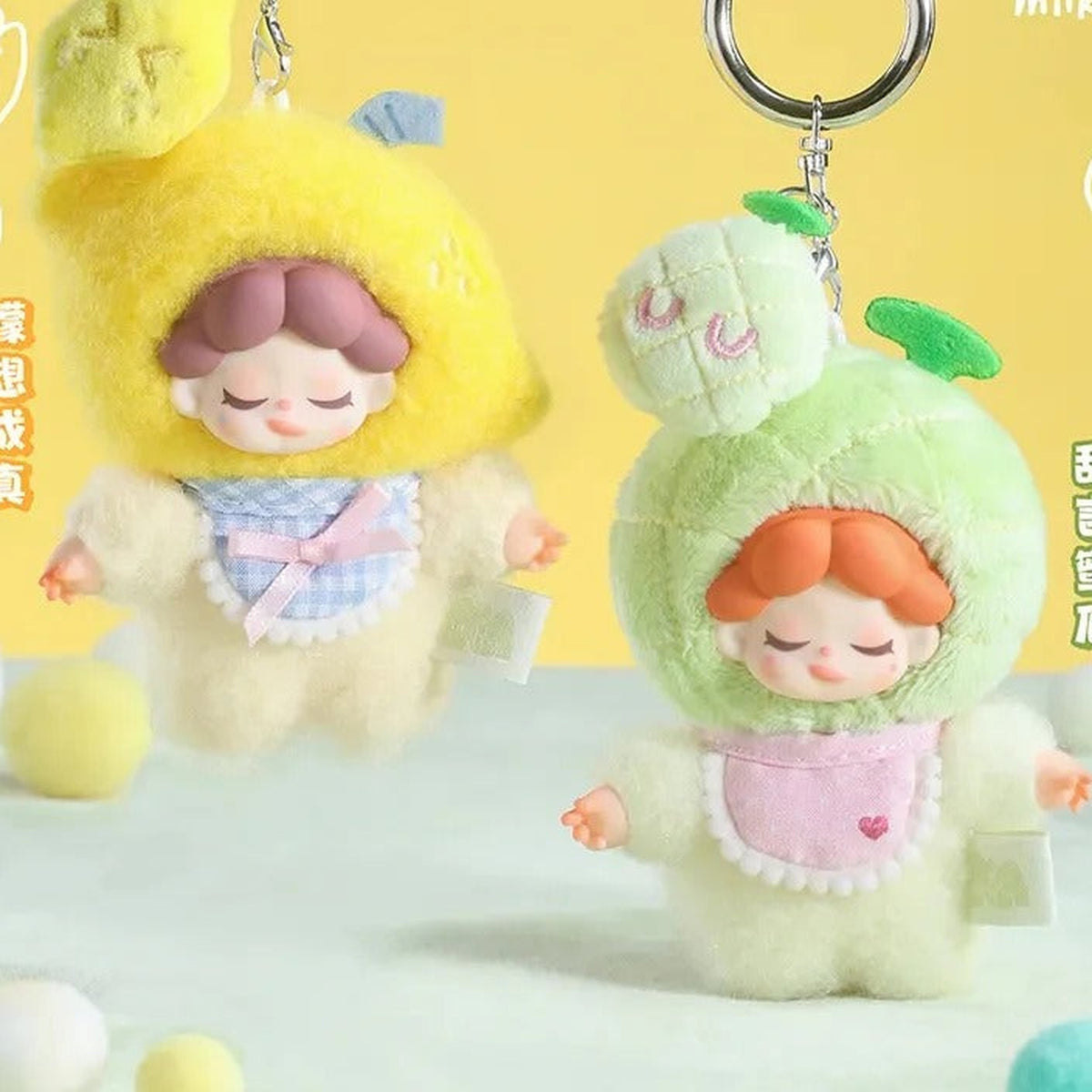 Wendy Fruity Party Series Mini Plush Dolls, Blind Box - Yellow and green fruit plush pendant examples with upper lemon detail cropped; random design not guaranteed